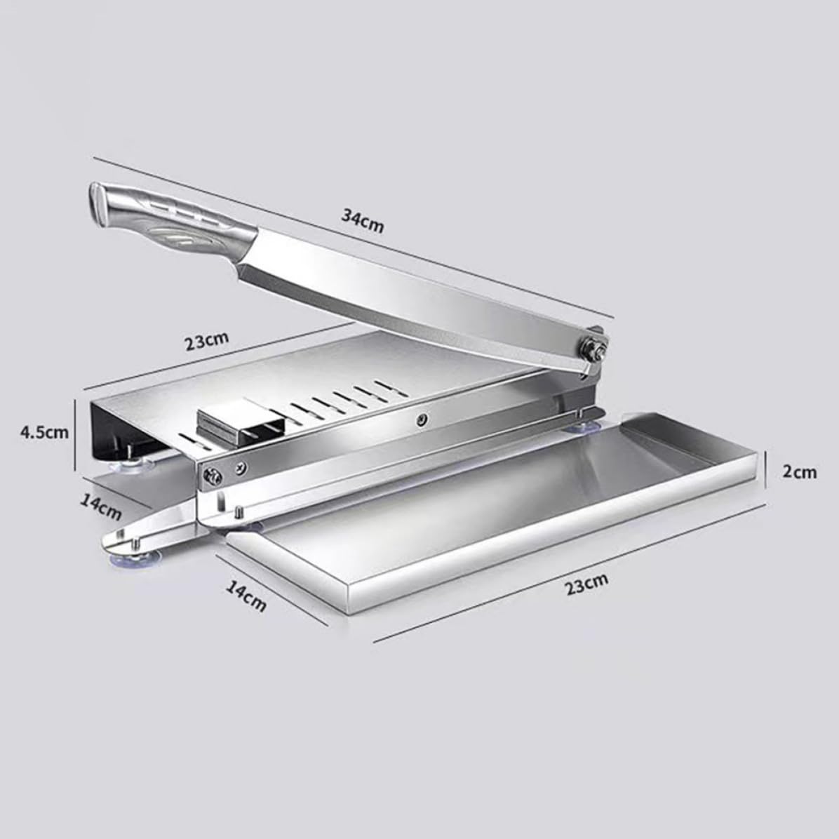Coltello da Carne e Taglio Ossa in Acciaio Inossidabile Resistente All'usura, Affettatrice Manuale Argento per Carne Congelata, per Uso Domestico