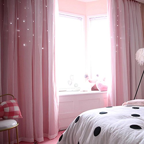 Diamondo Cortina de janela vazada com estrelas para sala de estar