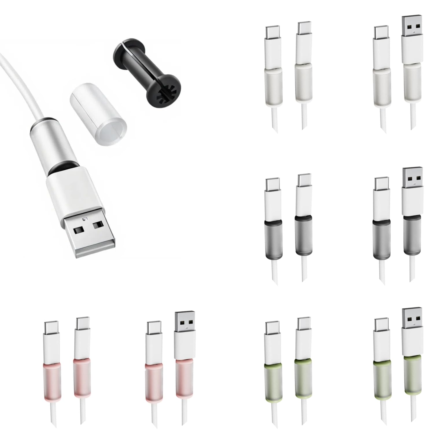 Photo 1 of 16 Pack Phone Cable Protectors for iPhone Android USB C Charger End Cord Savers, Silicone Non-Slip Charging Wire Protector, Easy Setup 4 Colors Cable Wrap Accessories for Home & Office
