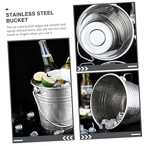Ciieeo 1 Conjunto De Balde De Gelo De Aço Inoxidável Banheira De Metal Para Bebidas Balde De Gelo Is