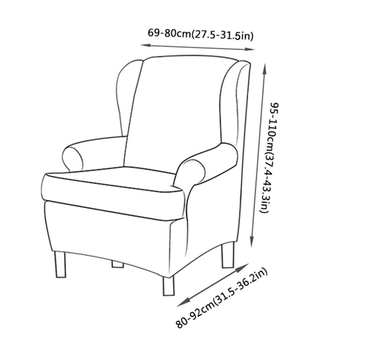 Stretch Ohrensessel Bezug Velvet Plüsch Sesselhusse Weich Dick Glatter Stoff Sesselbezug Waschbar Ohrensessel Überzug für Wohnzimmer -blau