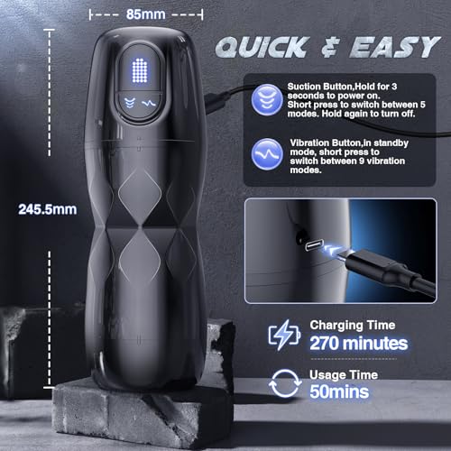 Image of Male Masturbator Men Sex Toy - EINSEO Male Sex Toys with Strong Vacuum Pump & 5 Sucking 9 Vibrating Modes, LCD Display Penis Pump Pocket Pussy for Man APP Control 3D Sleeve Pumps & Enlargers