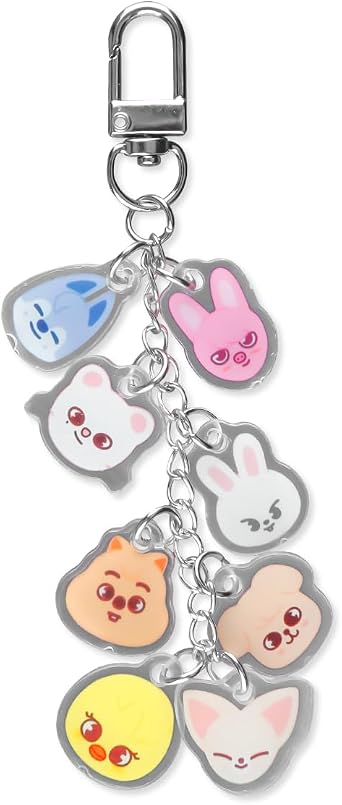 Double-Sided Cartoon Animal Keyring   Acrylic Anime Pendant for Bags and Keys, Cute Collectible Gift for UK Fans and Kids