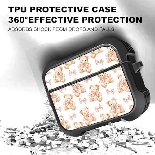 Image of MINGDAO Compatible with AirPods 4 (2024) Case, Stylish PU Leather Design and TPU Shockproof Protective Cover Case with Keychain, Bears MD7448