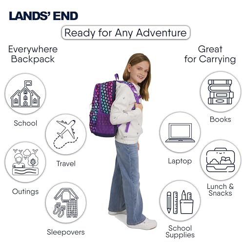 Image of Lands' End Unisex Kids Large ClassMate Lightweight Durable Elementary School Backpack, Rose Violet