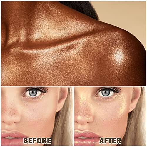Body Shimmer Oil Liquid Highlighter Makeup,Body Glow Radiance All In One Makeup,Waterproof Shimmer Body Oil For Face & Body - Glistening Bronze #TOP2