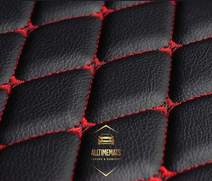 Leather Car Mats (Custom Made) (Black/Red Floor Mats)