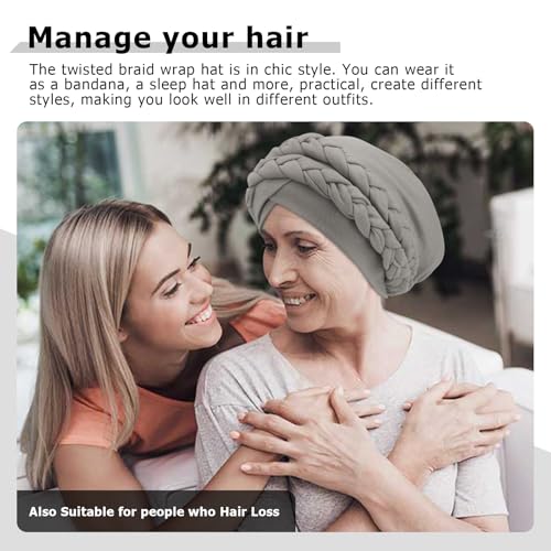 Image of DRESHOW African Women Turban Caps Beanie Twist Headscarf Pre-Tied Double Twisted Braids Headwraps for Women Chemo Cancer Cap
