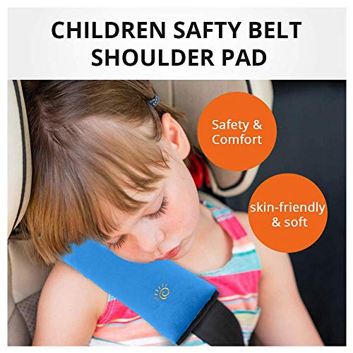 2PC Blue Seat Belt Pillow for Kids, Baby Seatbelt Pillow, Carseat Pillow Protector for Toddler Travel, Kids Travel Seat Belt Pillow, Seatbelt Strap Covers for Child Infant