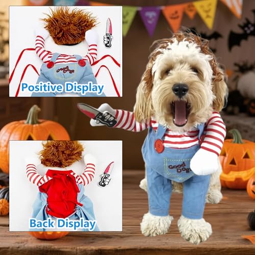 Halloween Kostüme für Hunde, Deadly Doll Verkleidungen für Haustier, Hund Schreckliches Kostüm, Lustiges Hundekostüm für Halloween, Weihnachten, Partys, Cosplay (XL)