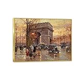  NOLEGA Edouard Cortes Célèbre Tableau sur Toile,l\'Arc de Triomphe,Impression sur Toile,Encadrée Tableaux,Reproduction sur Toile,Tableau Décoration Murale Salon 30x40cm-12x16in Cadre Doré