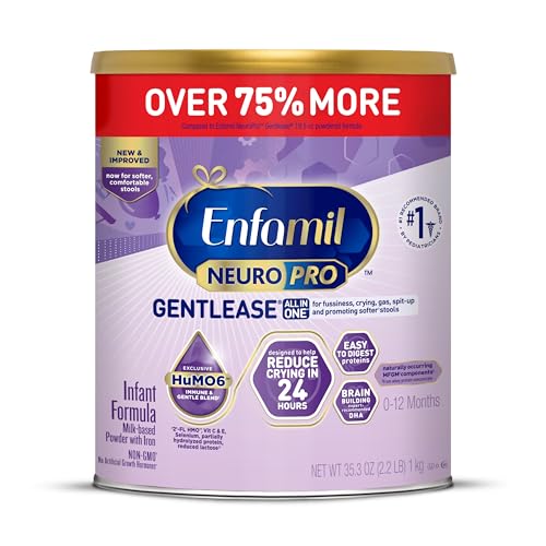Image of Enfamil NeuroPro Gentlease Baby Formula, Brain Building DHA, HuMO6 Immune Blend, Designed to Reduce Fussiness, Crying, Gas & Spit-up in 24 Hrs, Prebiotics to Promote Softer Stools, Baby Milk, 35.3 oz