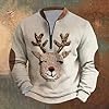 Men Half Zip Christmas Pullover Sale Clearance Xmas Reindeer Sweatshirt Long Sleeve Jumper Warm Sweater Patchwork T-Shirt Outdoor Combat Tops Party Festival Funny Costume Gifts for Him S-5XL #1
