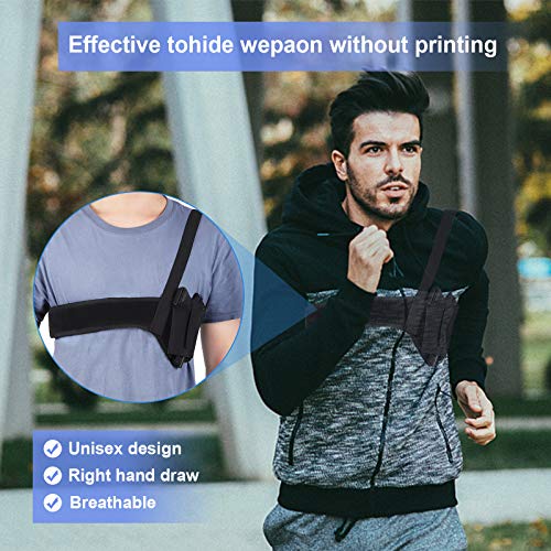 Deep Concealment Shoulder Holster, Accmor Universal Underarm Gun Holster For Men And Women, Elastic Neoprene Concealed Carry Holster Waistband Belt (45 Inch), Right Hand Draw #TOP5