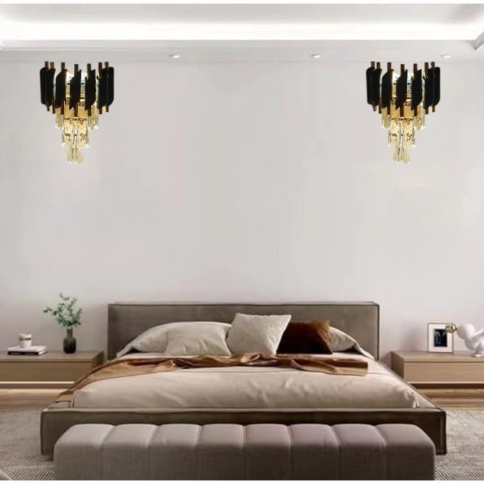 Image of Black Mamba Wall Light (Metal and Crystal), Pack of 1