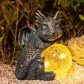 WONDER GARDEN Dragon Statue - Sleeping Dragon Figurines Solar Light Resin Garden Statues with Crackled Glass Globe Outdoor Waterproof Lawn Ornament Decor