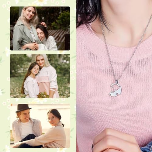 PLABBDPL Bijoux Pendentif Puzzle Coeur, 2 Pièces Collier d'Amitié Couple Puzzle Chat, Acier Titane, Séparable Détachable en Acier Inoxydable pour Amoureux, B – vue 4