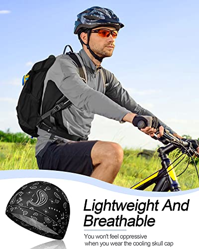 Image of 9 Pcs Cooling Skull Cap Camo Liner Sweat Wicking Lightweight Cycling Cap Running Hat for Men Women