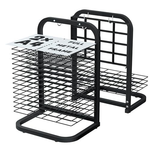 Image of INNOVART 15 Shelves Art Drying Rack for Classroom Club Painting Crafts, Metal Desktop Drying Rack for Art, Black Painting Drying & Artwork Storage Racks for Home, Classroom, Studio, Craft Room