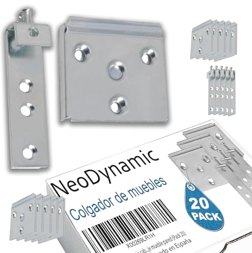 NeoDynamic - Herrajes colgar muebles cocina | Herraje cabecero | Anclaje mueble pared | Colgar muebles pared (20 unidades)