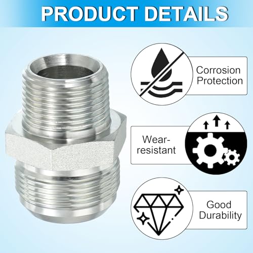 Image of PATIKIL Pipe Adapter Connector 1-5 /8 inch Male 74 Flare JIC x 1 inch Male R Pipe Fitting Oil Feed Restrictor Fitting Hydraulic Connector for Oil Steam Water Pipelines System