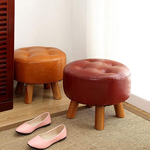 Repose-pieds pour adultes en bois massif et cuir PU pour le salon