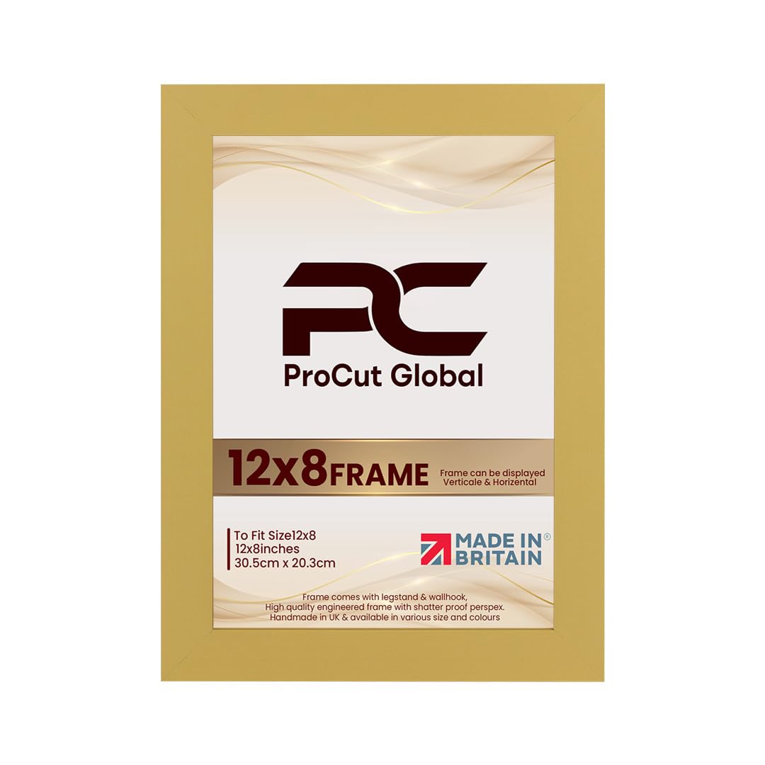 Procut Global 12X8 Mustard Yellow Picture Frames - Modern Wooden Photo Frame with Shatterproof Perspex for Wall or Tabletop - Perfect for Posters, Certificates, Prints - Sizes & Colors Available