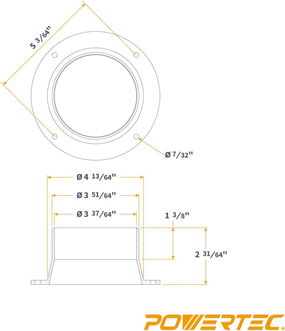 POWERTEC 70126-P4 Inlet Flange, 4 Inch OD Dust Collection Ducting Connector, 4 PK