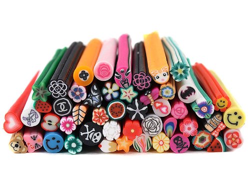 Bundle Monster 50 PC 3D Designs Nail Art Nailart Manicure Fimo Canes Sticks Rods Stickers Gel Tips