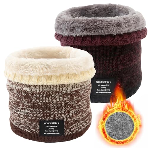 Image of Winter Fleece Neck Warmer Mens Ski Mask Face Warmer Neck Gaiter Neck Scarf Women Thick Windproof 2 Pack