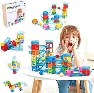 ROUSKY Magnetic Marble Run Race Track Cubes Toy Magnetic Pipeline Assembly Building Toy Stacking Block Sets, Children's Puzzle Toys Gift Box Early Education Toys (36PCS)