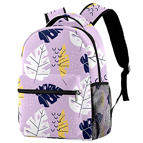 Sac à dos de voyage motif feuilles de Monstera colorées avec porte-bouteille intégré
