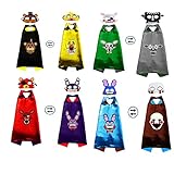 4 Sets Five Nights at Freddys Costumes 2-Side Cosplay Capes and Masks for Kids Party Birthday Favors