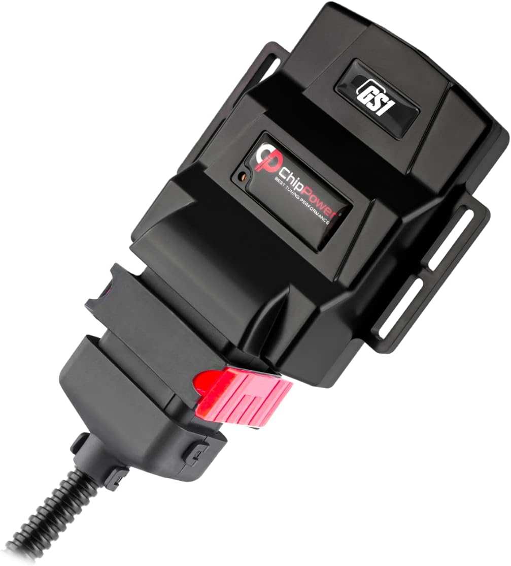 The ChipPower GS1 Power Chip module connected to its cable, ready for installation in the engine compartment.