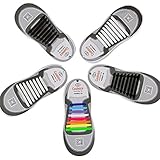 Upgraded Version of Tie-free and Wash-free Silicone Shoelaces for Adults (Colorful Black and White）