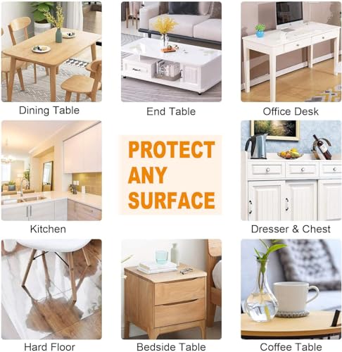 48x120 Inch Upgraded Version Clear PVC Tabletop Protector 1.5mm Thick Clear Plastic Tablecloth Transparent Table Pad Protector Cover Vinyl Polyester for Wood Glass Furniture Heat Resistant Easy Clean by PoPoTo - Image 5