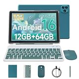 Vyrolinia Tablet Android 16 10 Inch 12GB RAM+64GB ROM/ 1TB Expandable, 1280 * 800 HD Touch Screen, 5G WiFi6 BT 5.0, 2 in 1 Tab with Keyboard Case Mouse Stylus(Navy Blue)