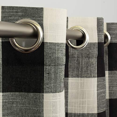 Image of Sweet Home Collection Window Curtains Treatment Panel 63 inch or 84 inch Long in Stylish and Unique Patterns and Designs for All Home Decor Courtyard Black