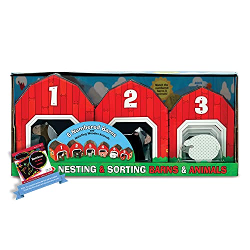 Image of Melissa & Doug Barns & Animals: Nesting & Sorting Play Set Bundle with 1 Theme Compatible M&D Scratch Fun Mini-Pad (02434)