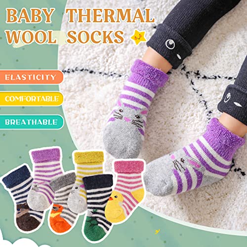 Eocom 6 Pairs Children's Winter Thick Warm Wool Socks Soft Kids Socks Random Color (1-3 Years, Animal) #TOP3