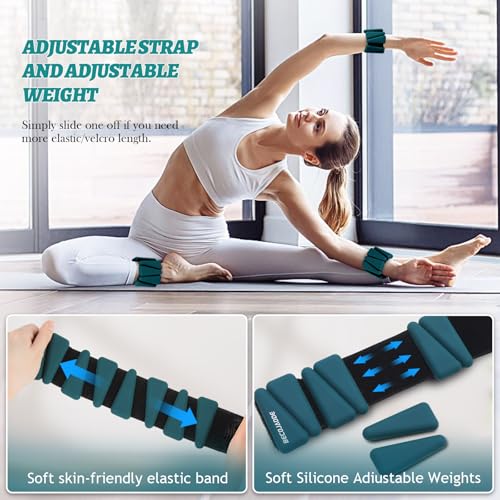 Image of BECOJADDE Ankle Weights Set of 2 (1 lb /2 lb /3 lb Each) Adjustable Wrist Weights for Women Men Wearable Arm Leg Weight for Pilates, Running, Walking, Workout, Yoga