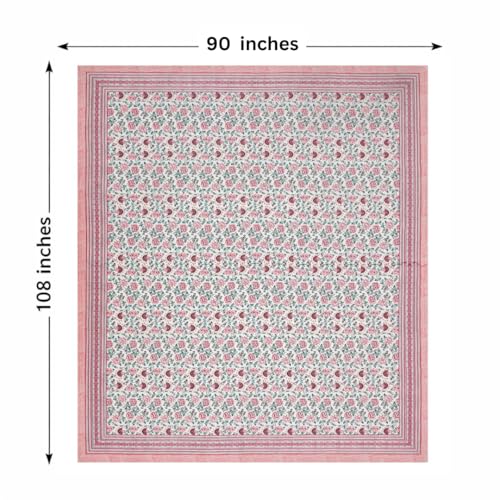 Image of ElanorHomes 240 TC Cotton Double King Size Bedsheet | Ultra-Soft & Skin-Safe | Breathable Summer Comfort | 93x108 inches with 2 Pillow Covers (Pink Shalimar Jaal)