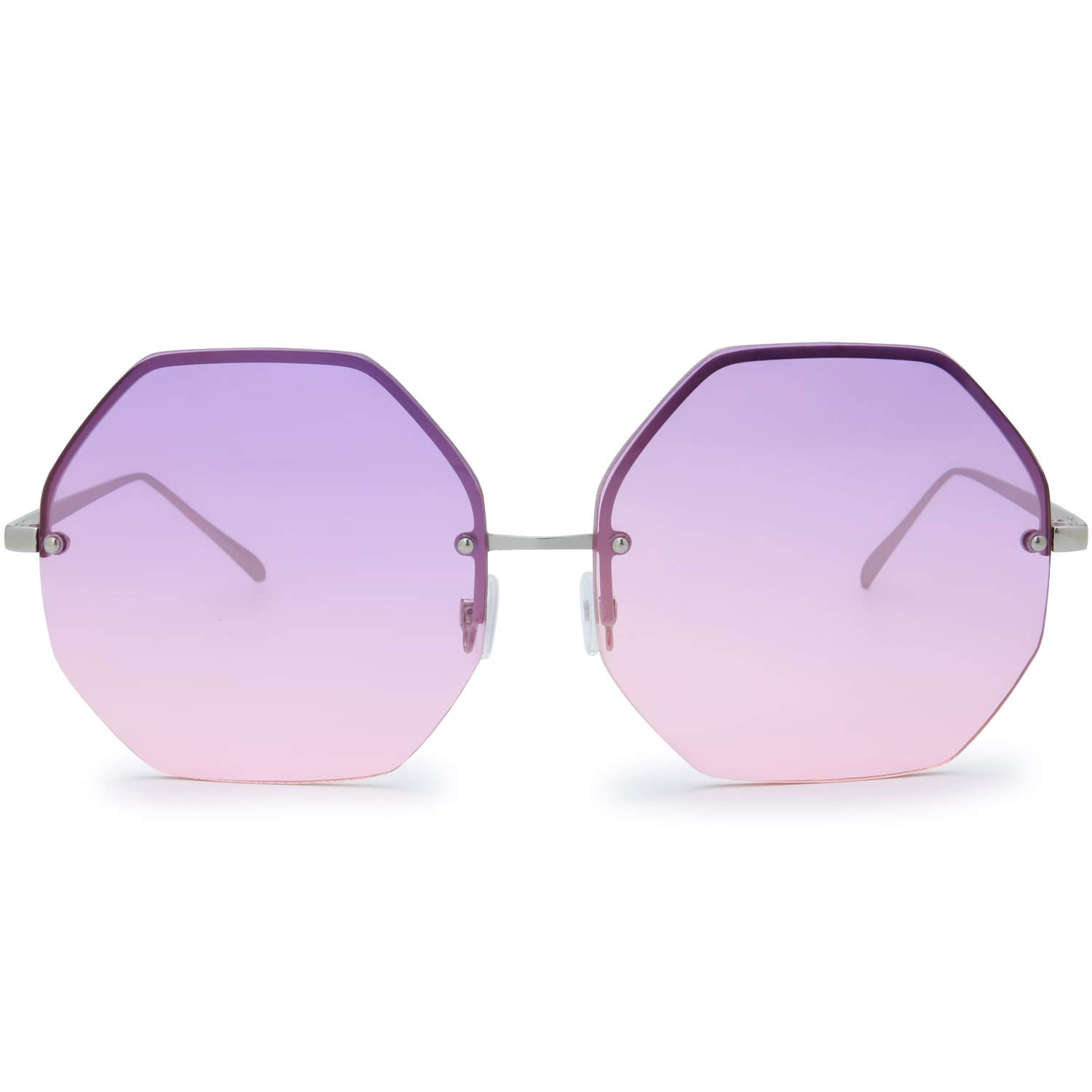 The FreshFashion Designer Huge Hexagon Metal frame Ocean Colored Lens Sunglasses Gift Box