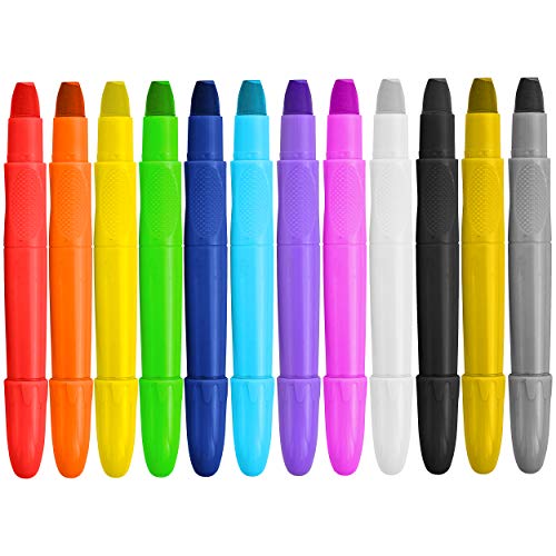 Easy Face Paint Crayons - Non-Toxic Face Painting Kit - 12 Colors Including Silver and Gold - Washable Face Paint for Kids - Twistable Face and Body Paint Markers - Water Based Face Paint Pens