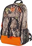 WORKTEAM Mochila de Caza 23L, Tirantes Acolchados y Espalda Ergonómica para Outdoor y Montaña Camuflaje+Naranja