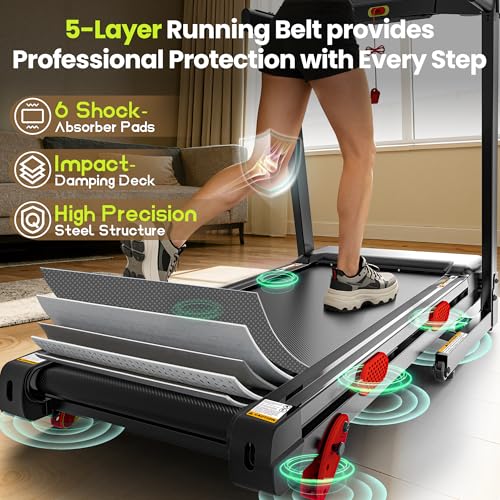 Image of 3.75HP Treadmill for Home, Foldable with 10% Incline, Free Courses, 105Training Programs