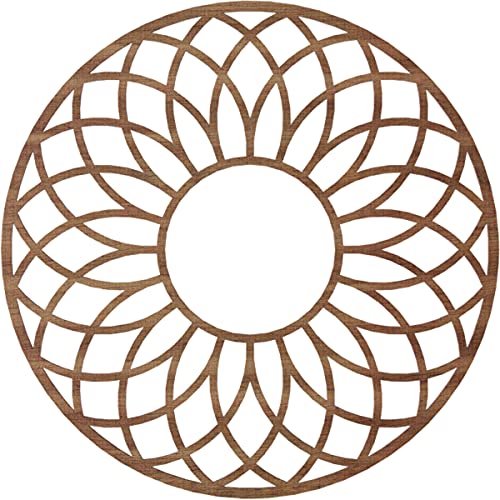 Image of Ekena Millwork 28 inchOD x 9 5 /8 inchID x 3 /8 inchT Cannes Wood Fretwork Pierced Ceiling Medallion, Walnut