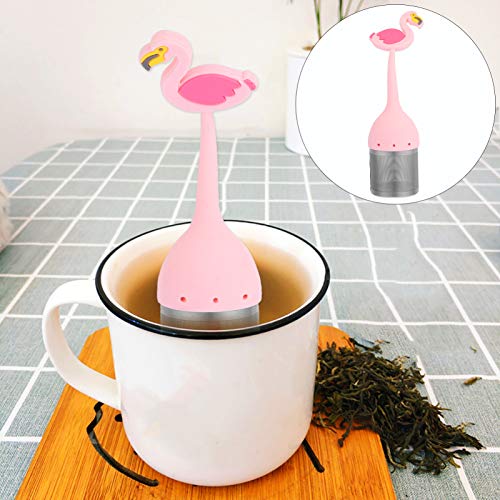 Cabilock - Colino da tè in acciaio inox in silicone, con motivo fenicottero, per tè sfuso, tazza da tè, thermos, caraffa… - immagine 6