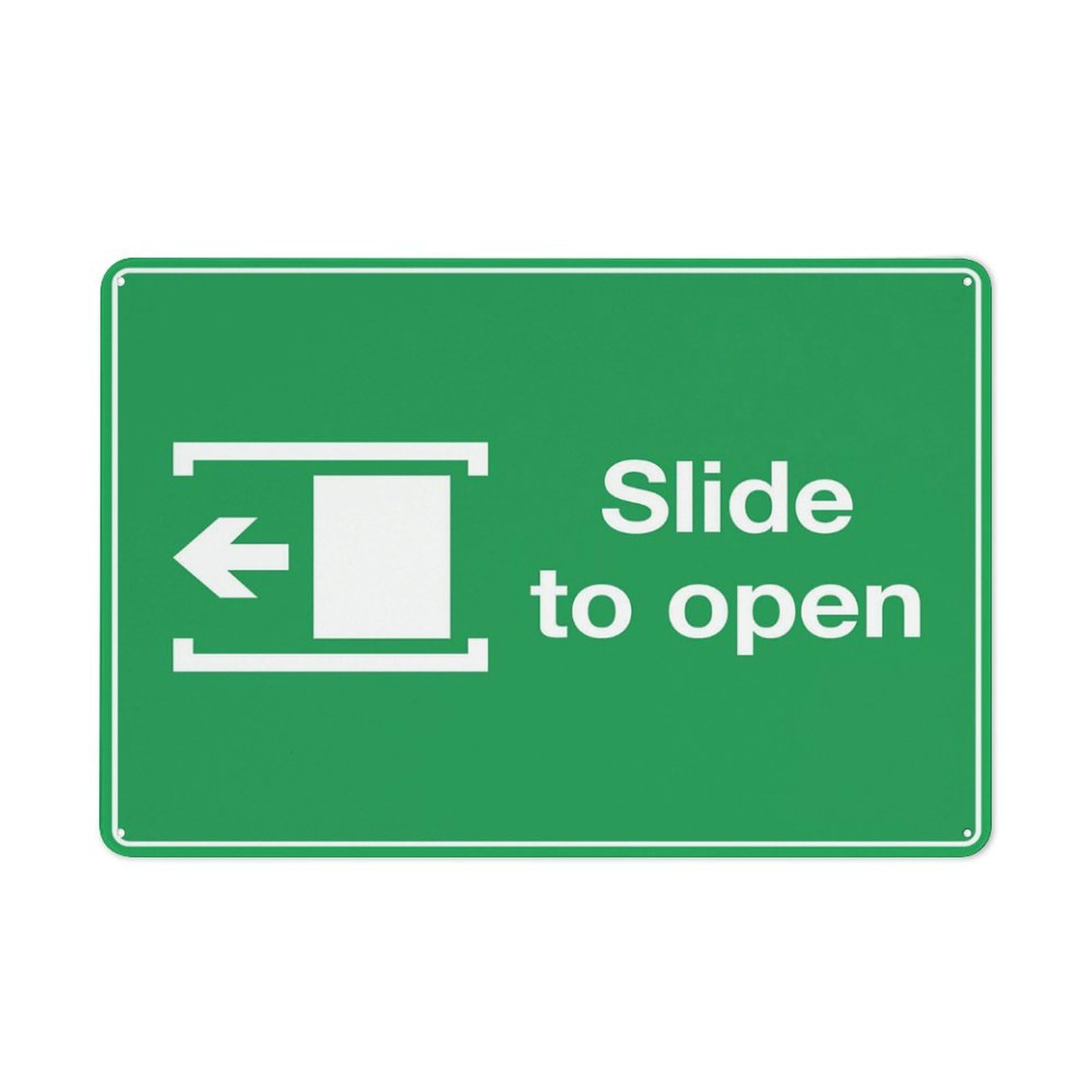 Slide To Open (Left Arrow) Sign For House 12"" X 8"" Yard Sign, Premium Aluminum, Sun-Proof, Rust-Free