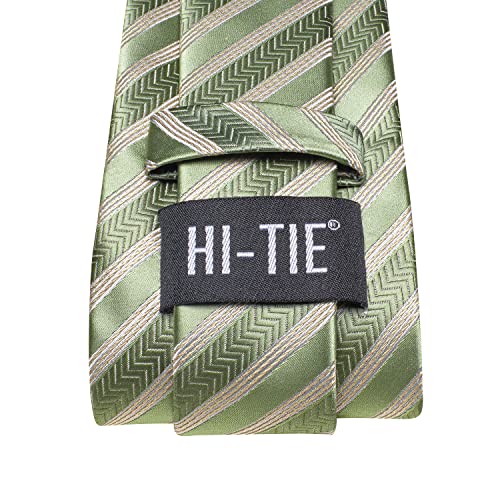 Image of Hi-Tie Silk Ties for Men Plaid Paisley Striped Necktie Pocket Square Cufflinks Set Formal Business